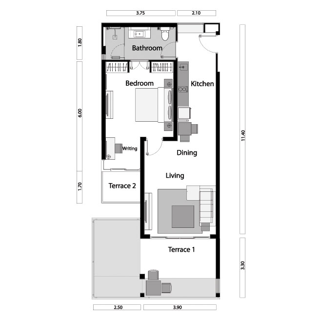 The Plans - 1-Bedroom Unit